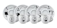 Bialetti Conjunto 4 Tazas y 4 Platillos Café Espresso Moka Carosello Porcelana Blanca - details 0