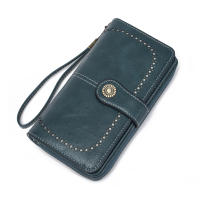 Cartera Larga Antirrobo RFID Para Hombres Y Mujeres De Cuero Wax Con Bolsillos Múltiples Gran Capacidad Cierre De Cremallera Cartera De Mano Monedero Tarjetero Retro Europeo Y Americano - details 4