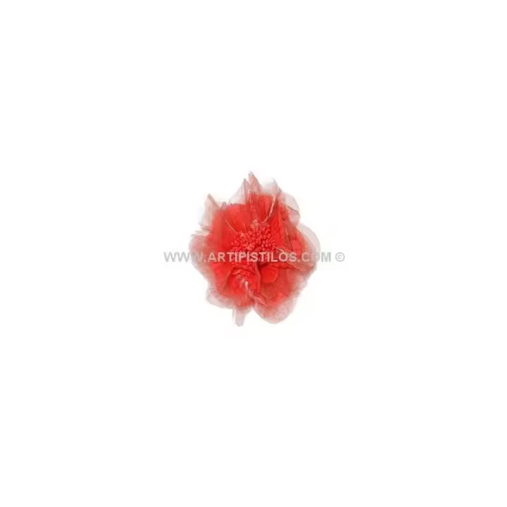 Broche de Flor Organza Raíz Fucsia/Naranja 12cm - Elegancia para Tu Atuendo - 1