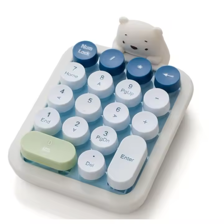 18-key USB wireless numeric keyboard, suitable for office girls, high appearance, mini cute leather case, small numeric keyboard, detachable numeric keyboard keys - 1