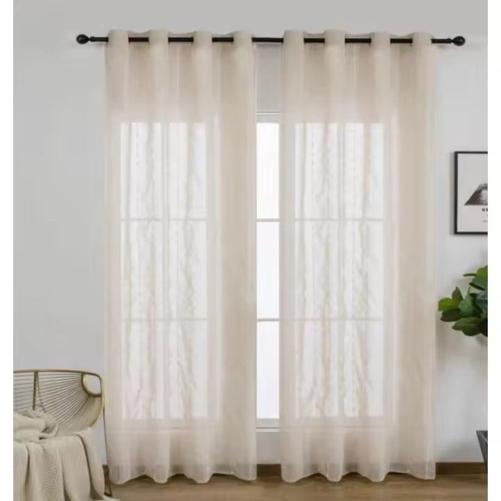 Cortinas de visillo lino y poliéster con diseño de puntitos en las líneas verticales entre circuitos 140x260cm. - 1
