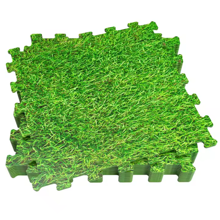 Aktive - Suelo Protector Césped y Piscina de Goma EVA con Estampado Realista de Césped - 8 Piezas - 1