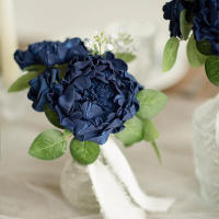 16 Piezas De Flores Artificiales Náuticas Azul Con Tallo Peonías En Pleno Auge Para Decoración De Boda DIY Flores Peonía Artificiales - details 4