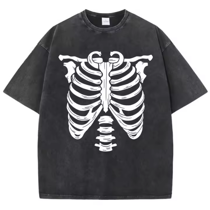 Camiseta De Algodón Suave Para Hombre Con Diseño De Patrón De Esqueleto Y Hueso Camiseta De Manga Corta Transpirable Y Original Para La Moda De Verano - 1