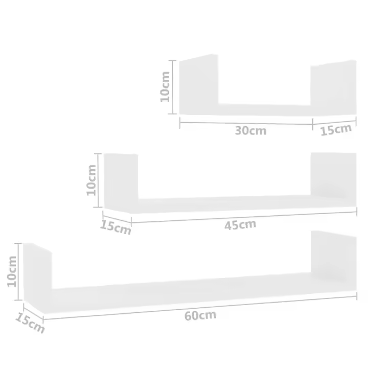 vidaXL Estante de pared 3 piezas madera contrachapada blanco - 1