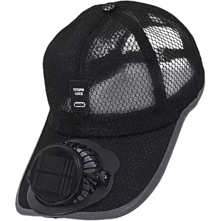 Chapéu com ventilador de energia solar, chapéu de sol com ventilador | boné de camionista boné de beisebol | chapéu de praia solar com ventilador de refrigeração, chapéus desportivos com, Preto 8-16horas - 1