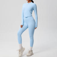SSITO Traje de Yoga de 2 UDS., Conjunto Deportivo de Gimnasio para Mujer, chándales para correr con Cremallera, ropa Deportiva de entrenamiento, Camisa Deportiva Larga de manga, ropa de Yoga - details 37