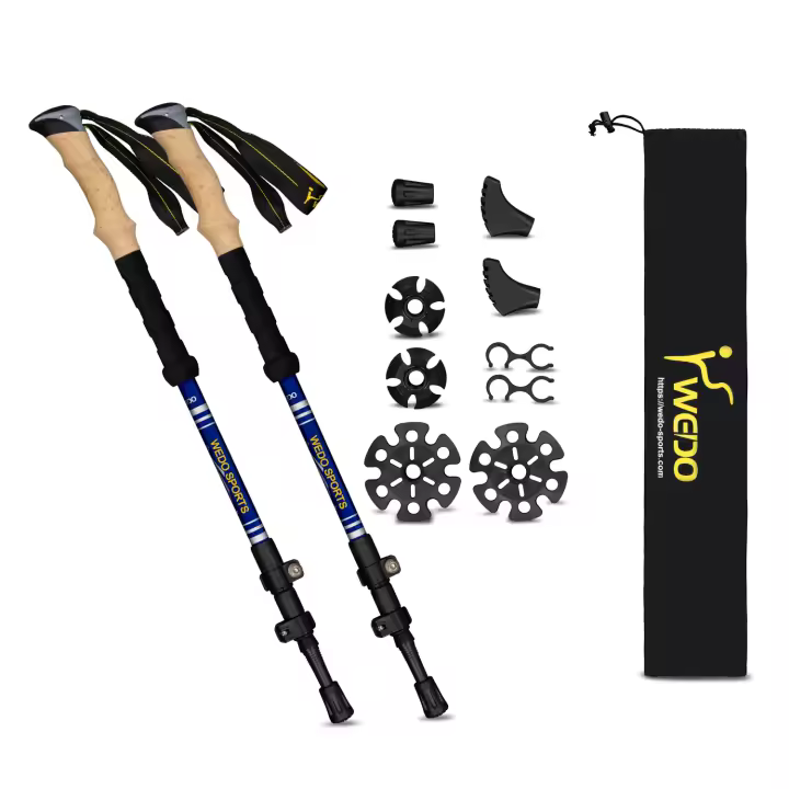 Bastones Senderismo Plegables para Montaña - 2 Bastones Trail Running - 65-135cm - Aluminio 7075 - Mango EVA - Accesorios Marcha Nórdica, Caminar, Escalada, Viaje - 1
