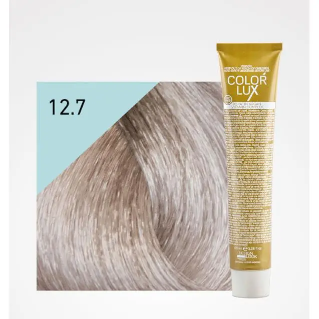 Tinte en Crema Color Lux 100ml: 12.7 Super Rubio Platino Irisado Extra - Design Look - 1