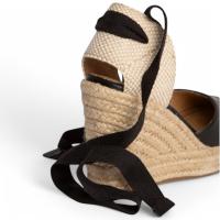 sandalias cuñas mujer color negro de yute cinta al tobillo punta abierta planta acolchada cómodas y ligeras verano 2025 tendencia corina - details 2