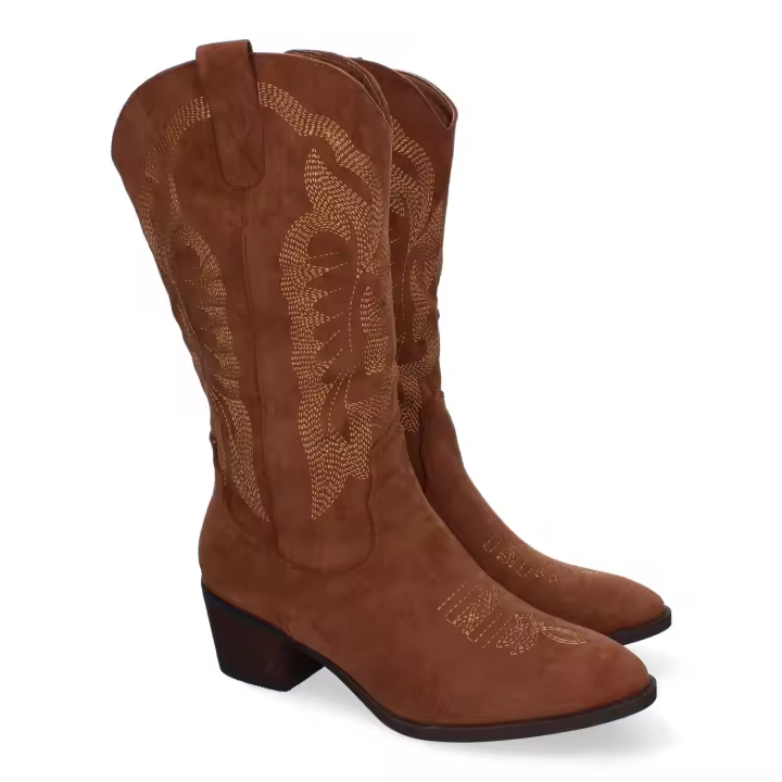 PuntoSalao Botas de tacón campero cómodas para mujer color marrón YG805 - 1