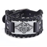 Pulsera Vikinga De Moda Con Encanto De Runas Nórdicas Y Compas Pulsera De Cuero Tejido Para Hombres Joyería De Moda Para Fiesta - details 16
