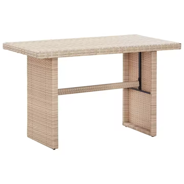 Mesa de Jardín de ratán sintético beige 110x60x67 cm - 1