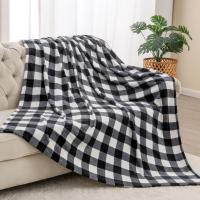 Manta Suave Y Cálida De Verano Para Sofá Cama Negra Y Blanca a Cuadros Decorativa Moderna Portátil Antipelusa De Poliéster 100% - details 0