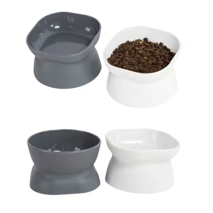 Cuenco Para Mascotas 1Pc Alimento Y Agua Para Gatos Y Pequeños Perros Plástico Forma Redonda Alimento Y Agua Separados - 1