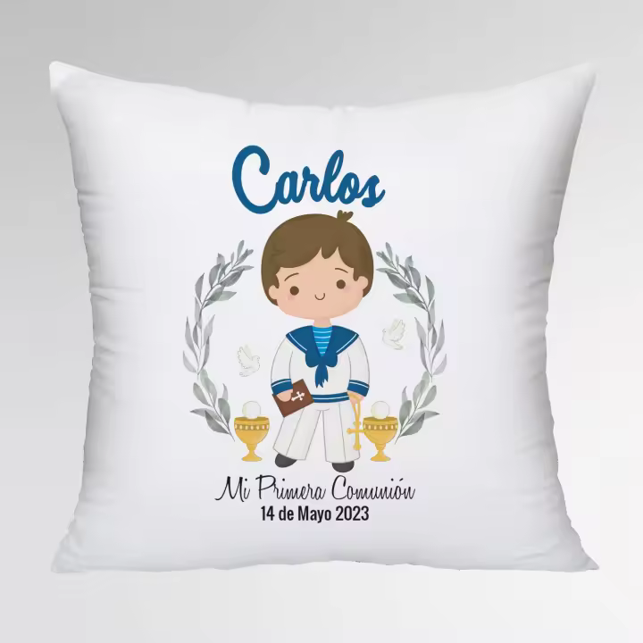 Elige Tu Regalo COJÍN PERSONALIZADO COMUNIÓN NIÑO/NIÑA con Relleno Incluido, Regalos para Comunión Originales – Recordatorio de Comunión para Niño - 1