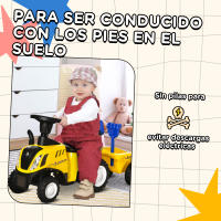 HOMCOM Tractor para Niños de 12-36 Meses con Remolque Extraíble Coche Correpasillos con Bocina Faros Pala Asiento de Suelo 25 cm y Rastrillo Carga 25 kg 91x29x44 cm - details 6