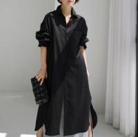 Vestido De Mujer REALEFT 2024 Algodón Lino Primavera Verano Con Bolsillo Cierre Simple Split Lateral Estilo Casual Longitud Media Pierna - details 0