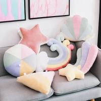 Cojín De Peluche Creativo Con Estrellas Luna Y Arcoíris Para Niñas Regalo De Cojín De Silla De Corazón Redondo De Color Rosa Para Decoración Del Hogar Y Juguete De Relleno De Espuma PU Y Poliéster/Celulosa - details 1