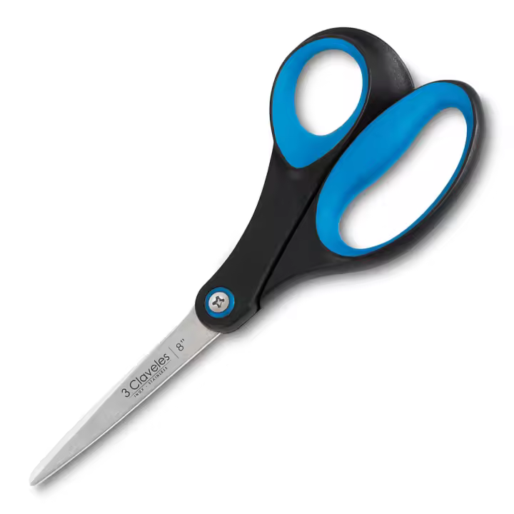 3 Claveles - Tijera de Cocina Micro Dentada 8" 20 cm. Acero Inoxidable y Mango Soft Grip - 1