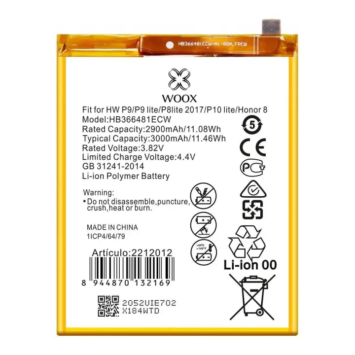 TODOBARATO 24HORAS Batería Huawei HB366481ECW P9 Lite P8 Lite P10 Lite P20 Lite Y6 2018 Y7 2018 3000 Mah Li-ion - 1