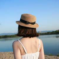 Sombrero De Paja Con Lazo COKK Panama Para Mujer Casual Verano Protección Solar Banda Ancha Sombreros De Playa Unisex - details 0