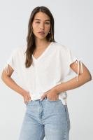 Camiseta Pepita blanca de tiffosi. Camiseta muy fresca y fluida en color blanco, las mangas tienen lazos reguladores. Fondo de armario imprescindible para esta temporada - details 3