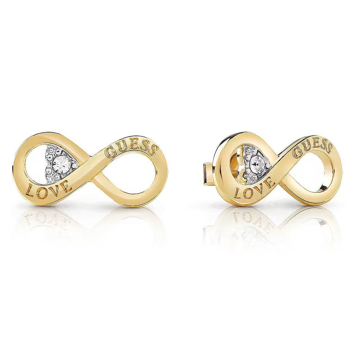 GUESS Pendientes Mujer Infinito Acero Inoxidable Dorado Circonitas Studs Party JUBE02182JWYGT-U