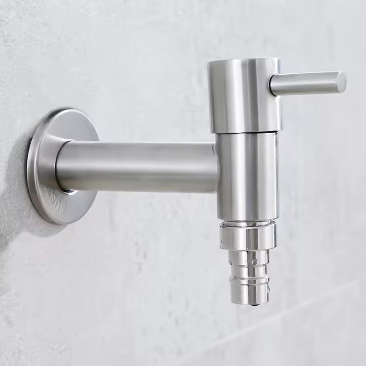 Grifo De Lavadora Rápido En Acero Inoxidable 304 Largo Para Balcones Mopa Piscina Instalación En Pared Cerámica Para Válvula - 1
