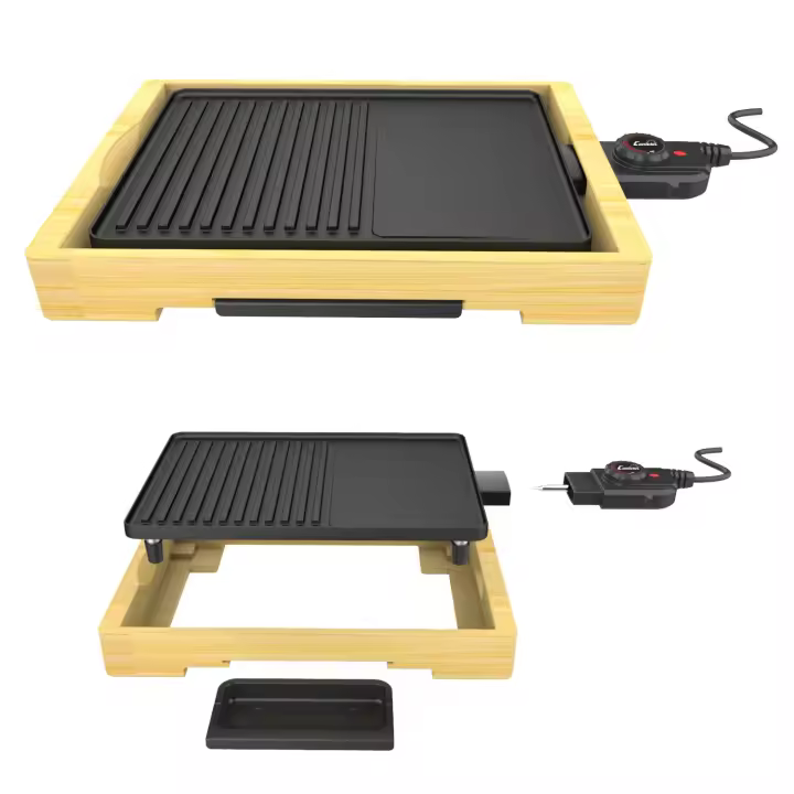 plancha asar comelec eg7404 2000w 25,5x34,6 bambu - 1
