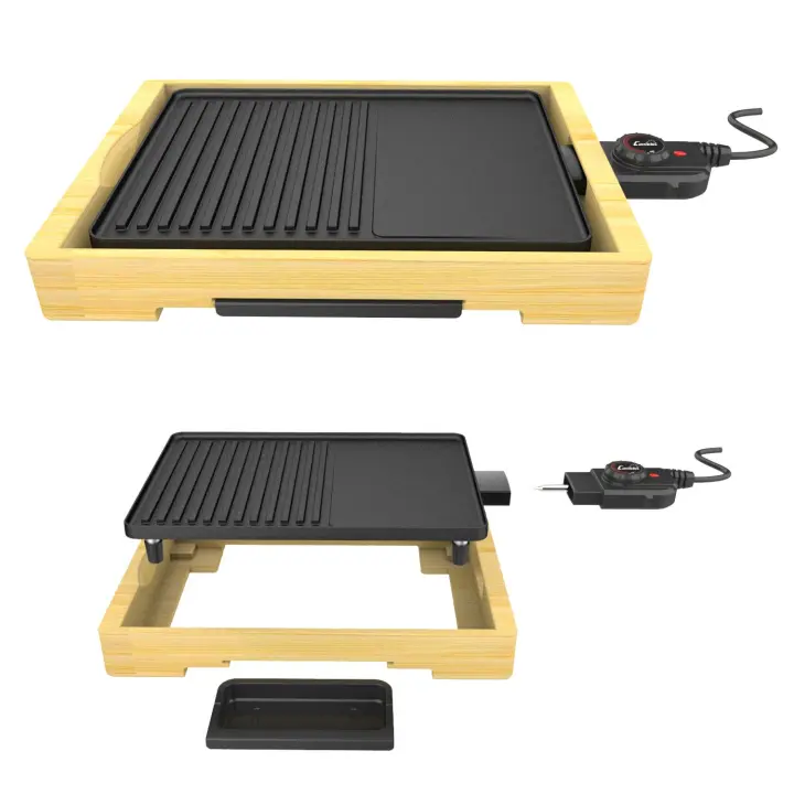 plancha asar comelec eg7404 2000w 25,5x34,6 bambu - 1