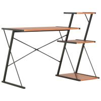 vidaXL Escritorio con estantería 116x50x93 cm en color Negro/Negro y marrón/blanco y roble y más | estructura resistente ideal para salón dormitorio o estudio - details 1
