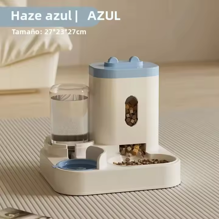 Tazón De Alimentos Y Agua Para Gatos Y Perros Con Alimentador Automático Gran Capacidad Soporte Elevado Accesorios Para Bebedero De Mascotas - 1