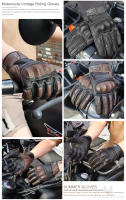 Guantes De Motociclista Retro De Verano Para Hombres Y Mujeres En Cuero Perforado Con Dedos Complejos Para Motocross Equipamiento De Moto M-XXL - details 10