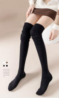 Medias Altas Hasta La Rodilla Para Mujer Algodón Y Poliéster Espesas Para Otoño E Invierno Medias De Punto Con Rayas Verticales Y Colores Sólidos - details 16
