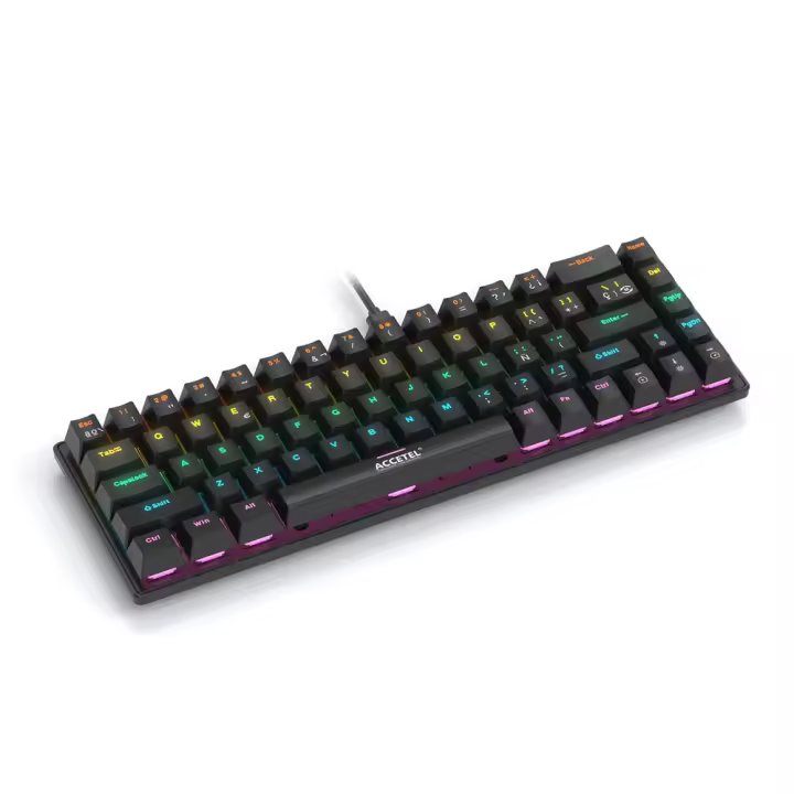 Teclado Mecánico PCT570 con Iluminación RGB y Conector USB-C - Negro (Español) - ACCETEL - 1