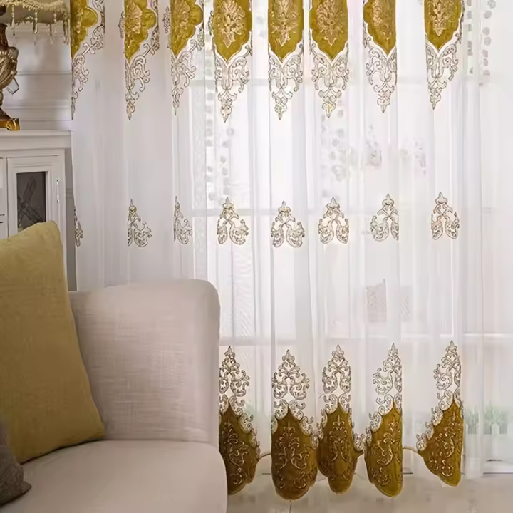 Cortina De Encaje Bohemio 1pc Protección Solar Y Transpirable Para Decoración De Sala De Estar Y Dormitorio Material De Poliéster 100% - 1