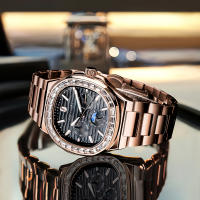 Reloj De Cuarzo Para Hombres SAPPHERO En Color Rosa Oro Resistente Al Agua Con Diamantes Reloj De Pulsera Moda Regalo Nuevo Material De Correa Acero Inoxidable - details 13