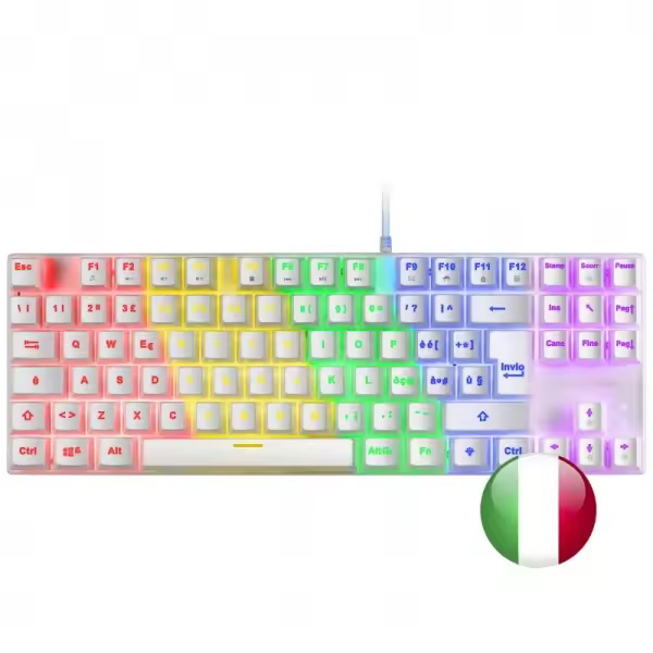 Mars gaming mk80 teclado gaming mecanico - compacto tkl - iluminacion rgb - teclas imborrables - switches antipolvo - multiplataforma - anti-ghosting avanzado - italiano - color blanco - 1
