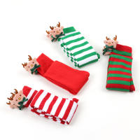 Novena Medias Navideñas Decorativas De Muñeca Calcetines De Pierna Sobre La Rodilla Estampado De Ciervo Y Rayas Para Mujer - details 8