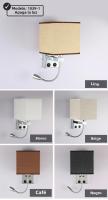 Lámpara De Pared Moderna E27 Con Luz De Lectura LED Y USB Para Dormitorio Sala De Estar Hotel Instalación En La Pared Material De Tela - details 4