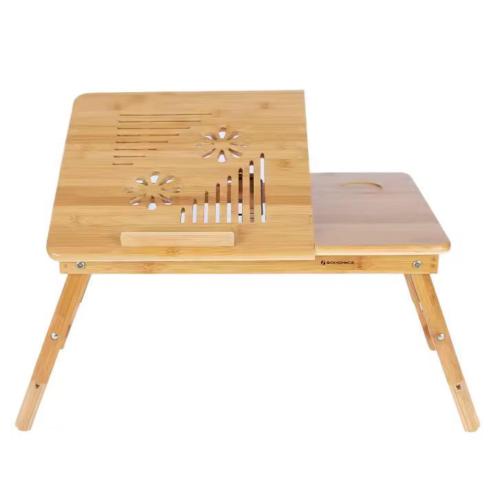 SONGMICS Laptop Mesa para portátil para Cama lapdesks Pulgadas Altura Regulable Plegable 55 x 35 x 29 cm - 1