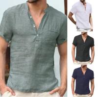 Summer new men's short-sleeved T-shirt casual cotton and linen LED T-shirt breathable men's T-shirt S-5XL - details 6