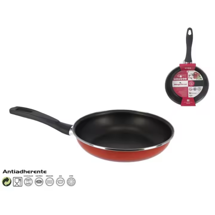Sartén 18 ,20, 22,24,26, 28,30 y 32 cm Antiadherente Megafesa Maple Vitrificado en Rojo ,Compatible con Inducción y Lavavajas. Tamaños para Elegir. Enviado desde España - 1