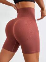 Shorts De Motociclista Para Mujer 6 Pulgadas Cintura Alta Ejercicio Running Voleibol Yoga Sin Costuras Transpirables De Nylon Y Spandex - details 6