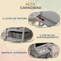 AIYAPLAY Pizarra Infantil Caballete de Pintura para Niños 3 en 1 Pizarra de Doble Cara Magnética con Rollo de Papel y Cestas de Almacenamiento Gris - details 4