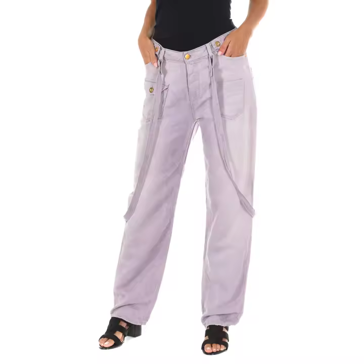 MET-Pantalon Tejano Largo con bajos con corte recto 10DTU0010-G036 para Mujer - 1