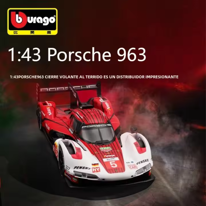 Modelo De Coche Preciso Bruago 1:43 Porsche 963 De Aleación De Fundición a Presión Para Coleccionadores Decoración Regalo Para Hombres Material Metálico Sin Batería - 1