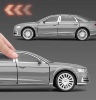 Coche De Colección Audi A8 De 1/24 En Metal Con Luz Y Sonido Puertas Abatibles Regalo Para Chicos Juguete De Movimiento Hacia Atrás - details 7