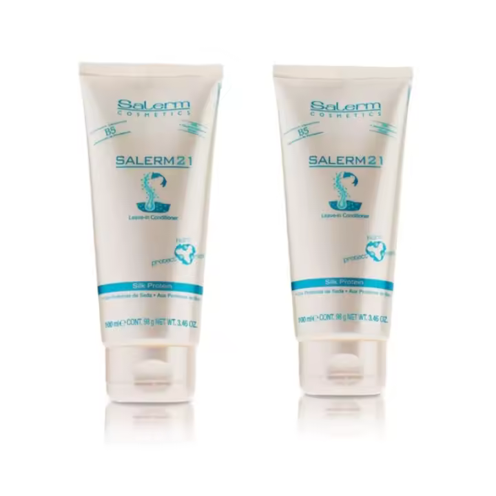 Pack 2 x Salerm 21 100ml Silk Protein leave in conditioner con proteína de seda Nutrición profunda con o sin aclarado - 1